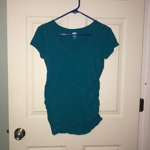 Teal short sleeved maternity top